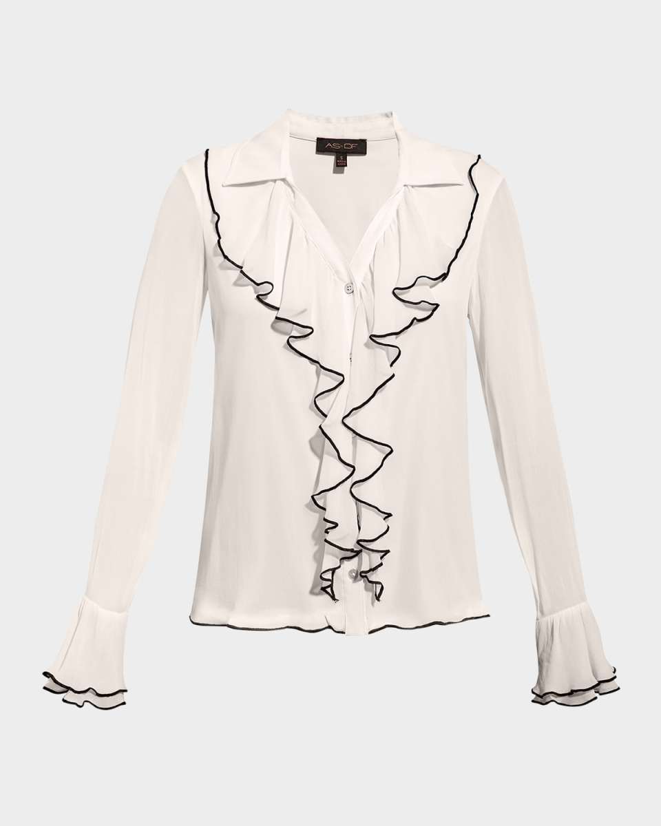 Nina Ruffle-Trim Blous